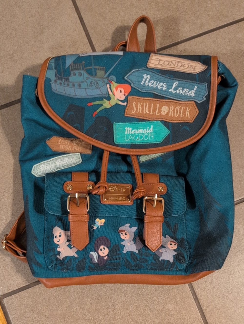 Loungefly Disney Green and Brown Peter Pan Patch Backpack